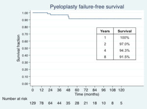 Fig. 1. Kaplan Meier survival of successful robot-assisted laparoscopic pyeloplasty over twelve years of follow-up.