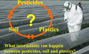 农药、土壤和塑料之间的潜在相互作用。